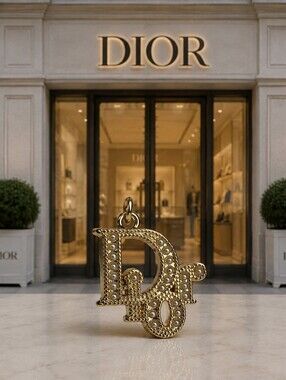 Dior Gold Tone Faux Pearl Accented Zipper Pull Charm